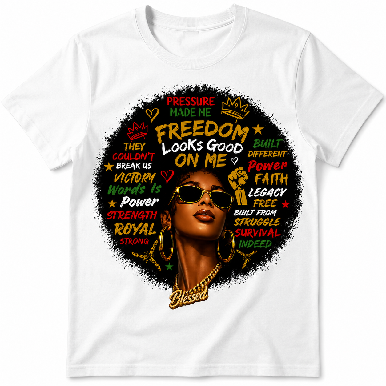 Freedom Looks Good On Me™ Women’s Black Graphic T-Shirt | Juneteenth Streetwear Tee